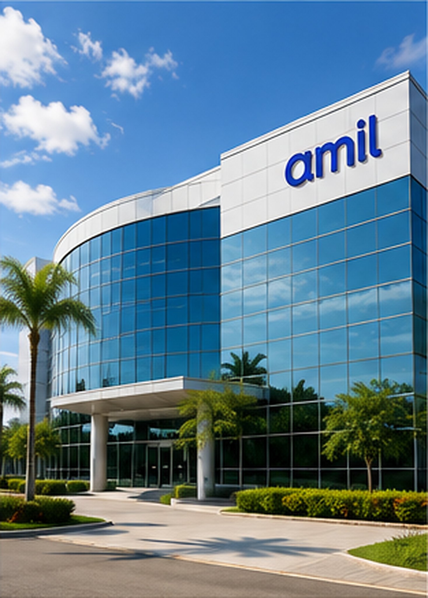 Edifício moderno com identidade Amil